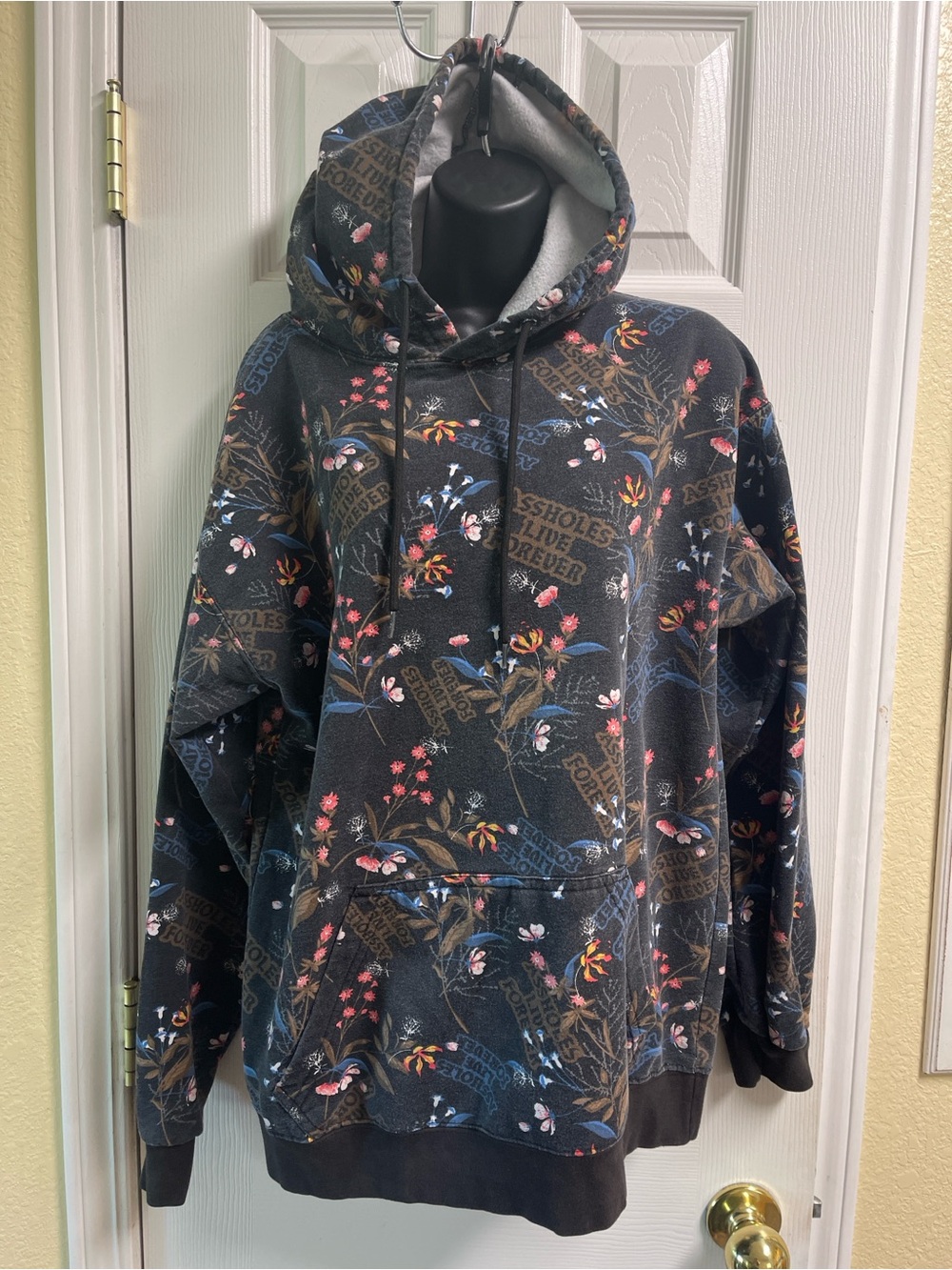 Floral Print Black Hoodie Sweatshirt Limited Edition